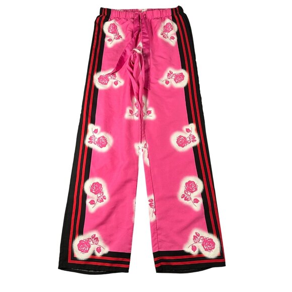 Victorias Secret XS Satin Pajama Lounge Pink Rose Stripe Sides Pull On Sleep Pan - Picture 1 of 8